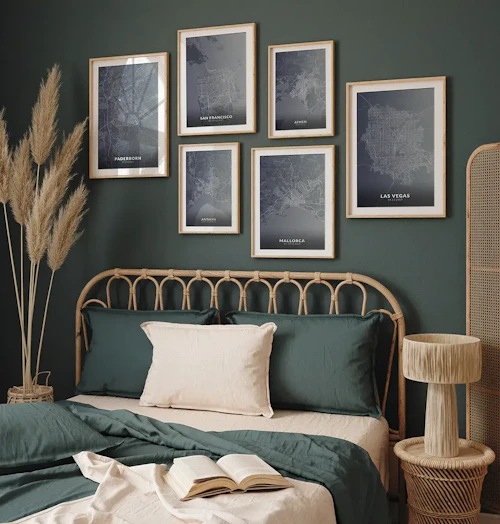 Gerahmter Stadplan von München im Stil Gaudi